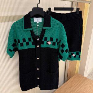 Casablanca Men New Casual Mesh Shirt Set Small Size